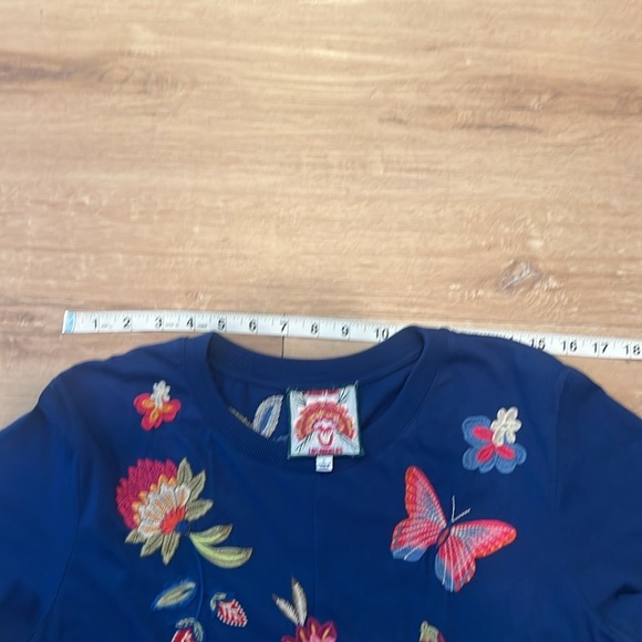 JOHNNY WAS Gracey Dress Crew Neck Swing Maxi Floral Butterfly Embroidery LARGE - Picture 11 of 12